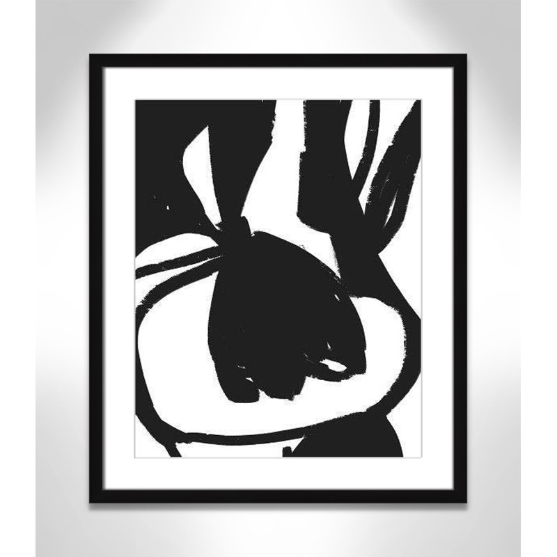 «Line Line Collection», Tulipe suspendue sur papier par Leah Straatsma, H 25,5 po x l 21,5 po x P 1,25 po, Cadre noir mat