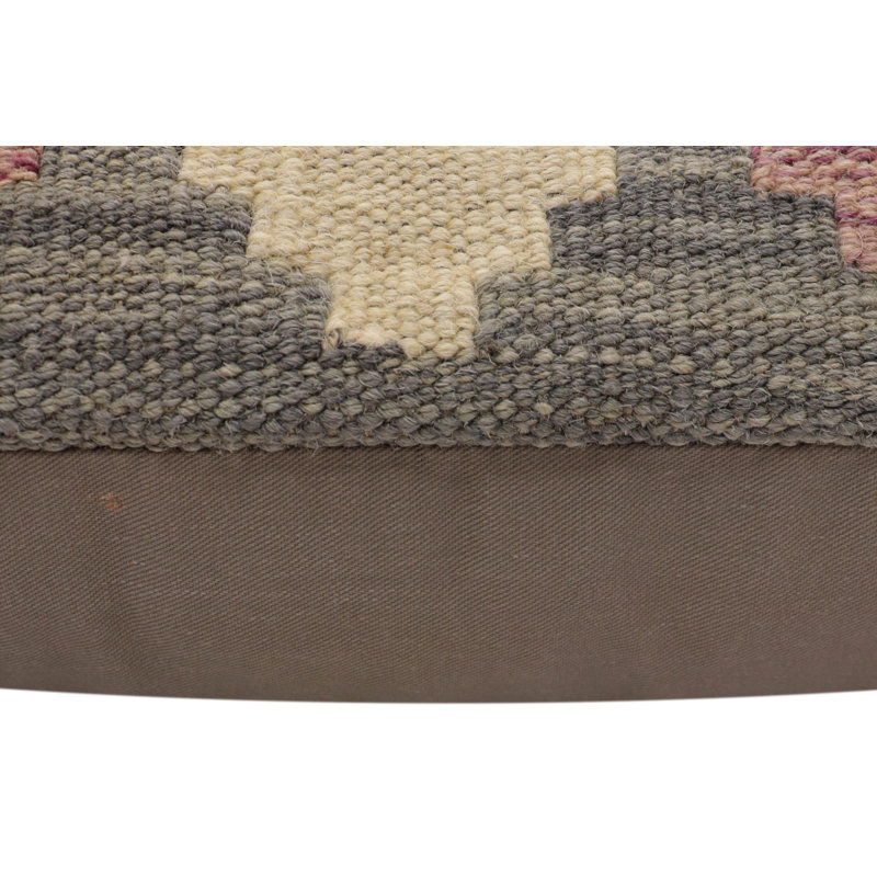 Coussin Boho Chic May, H 18 po x l 17 po, Gris / rouge / beige / or