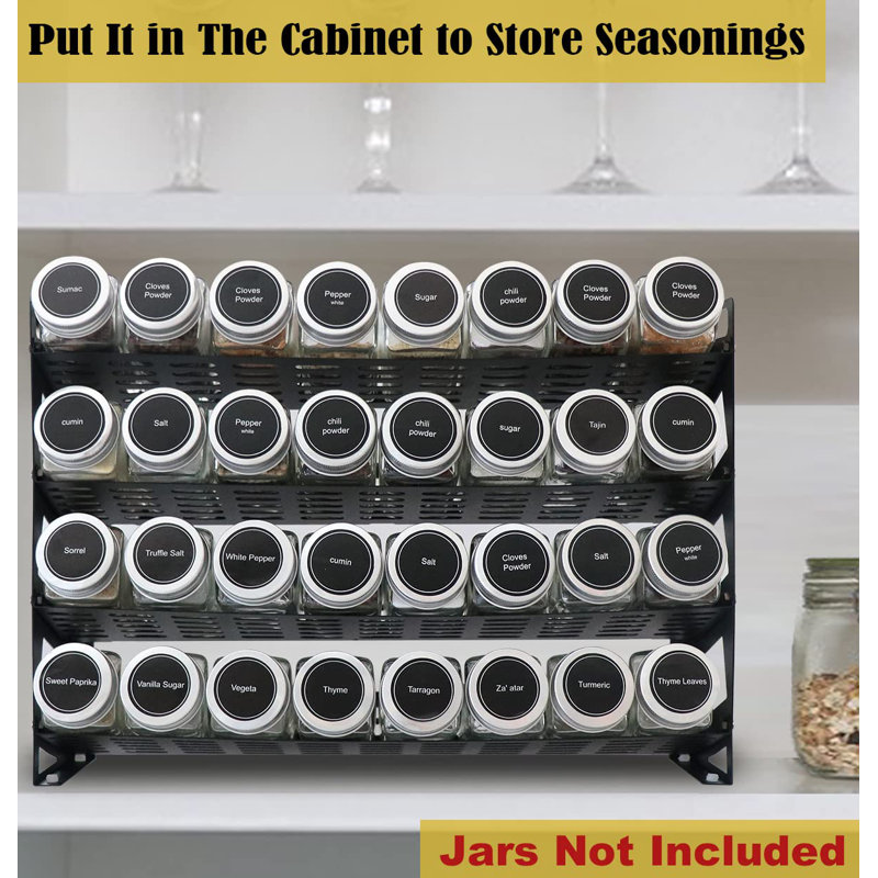 Matte Black 4-Tier Metal Spice Rack Organizer