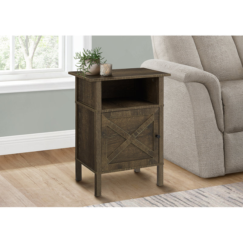 Table d'appoint, table d'appoint, bout, salon, petit, rangement, stratifié en chêne foncé, transitionnel, Chêne