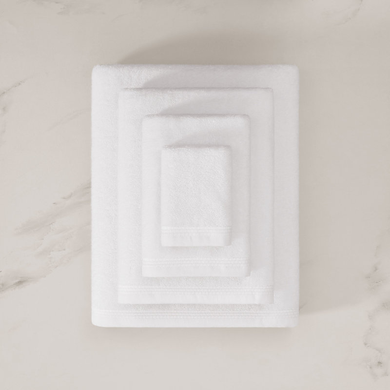 Egyptian Cotton Soft Border Towels, Washcloth, White