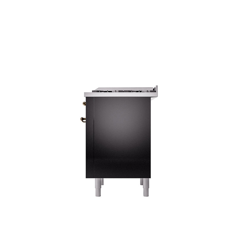 Cuisinière mixte 36 po ILVE Nostalgie II, Gaz naturel, Noir brillant / bronze