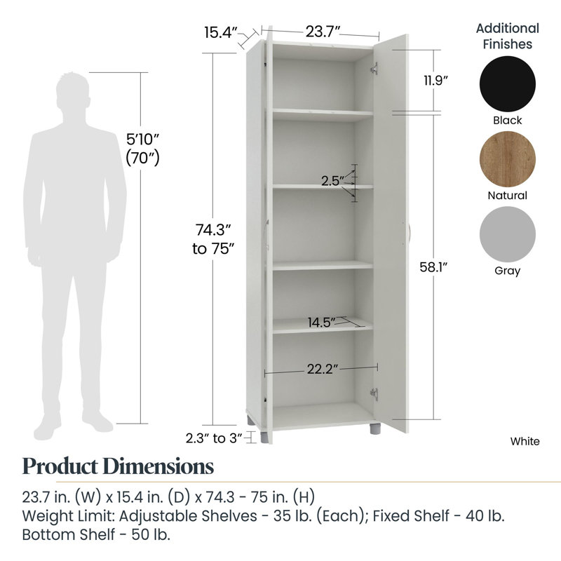 Armoire de rangement l 24 po Aleg, gris