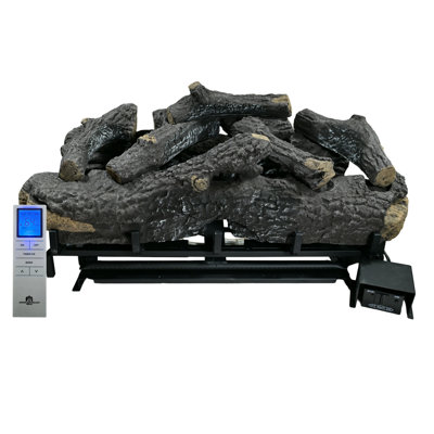 Ensemble de bûches de foyer sans télécommande Americangaslogs 18-27 pouces avec télécommande, seulement utilisé pour le propane liquide, chauffe jusqu'à 40 000 BTU (foyer au propane liquide, chêne américain, 27 pouces)