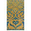Tapis floral bleu / doré en laine fait à la main 3 pi 1 po x 5 pi 7 po Mid-20Th Century