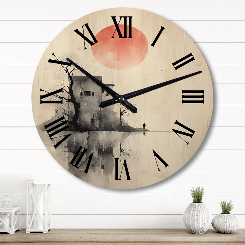 Horloge murale en bois massif Yisha, Grand