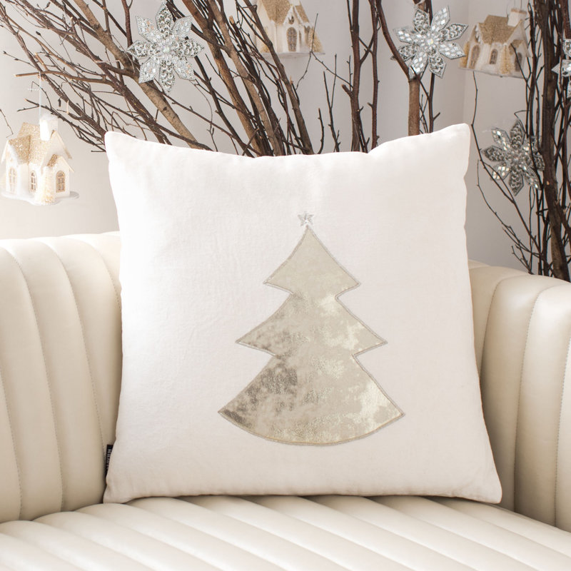 Embroidered Cotton Blend Reversible Throw Pillow