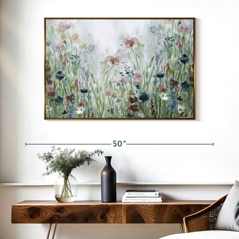 Champs de fleurs sauvages, Cadre flottant doré, 40 po x 27 po