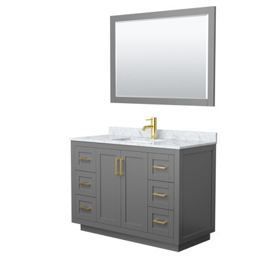Ensemble de meuble-lavabo simple autoportant 48 po avec plateau en marbre Miranda