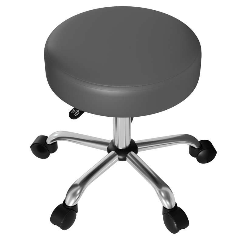 Tabouret roulant à hauteur réglable avec roulettes, Grey, Silver