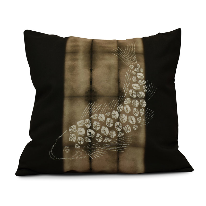 Intercoastal Waterway Reversible Throw Pillow, 16" H x 16" W, Brown