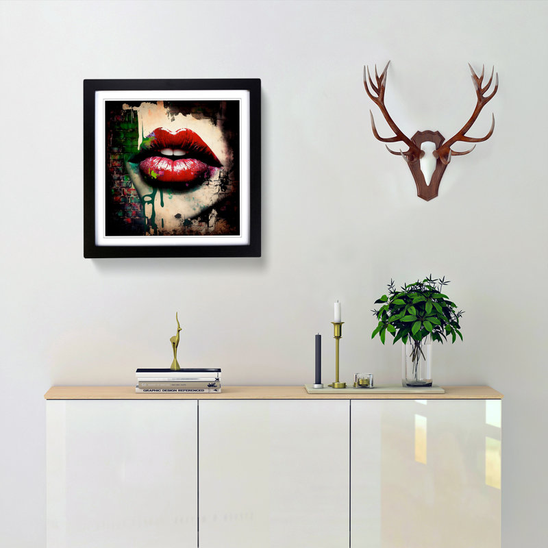 Lips Graffiti Art - Framed Print, Black