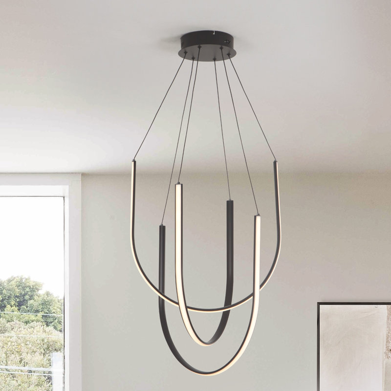 Luminaire suspendu pour îlot de cuisine 3 lumières DEL, Noir mat