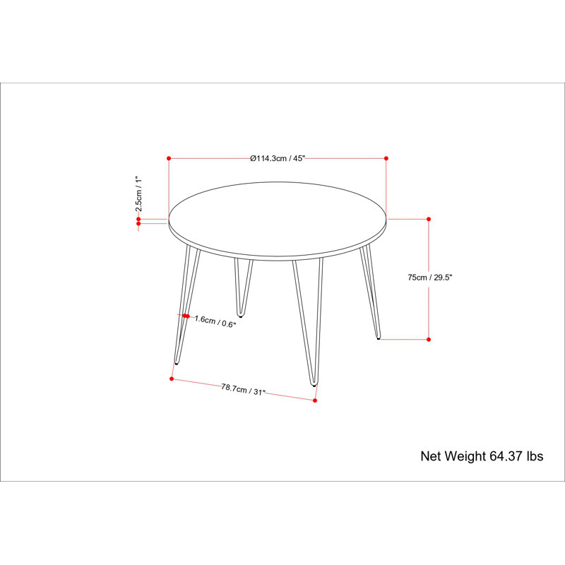 Hunter 45" Natural Mango Wood Round Dining Table