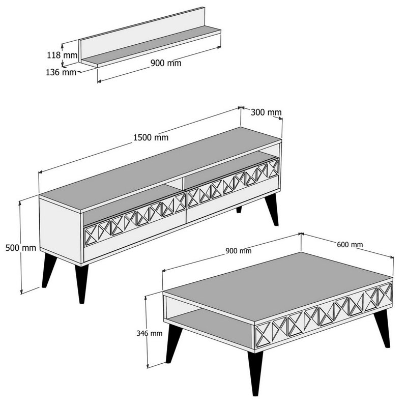 Entertainment Center for TVs up to 55", Cream