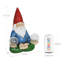 Statue solaire gnome tenant deux boules craquelées