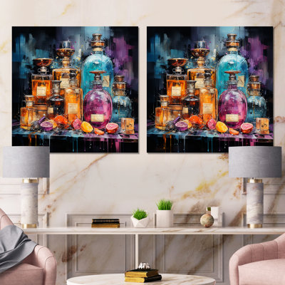 Parfums élégants parfumés I - ensemble de 2 reproductions d'art sur toile