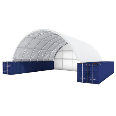 Large Shipping Container Canopy Shelter With Closed Back Panel, 11oz PE