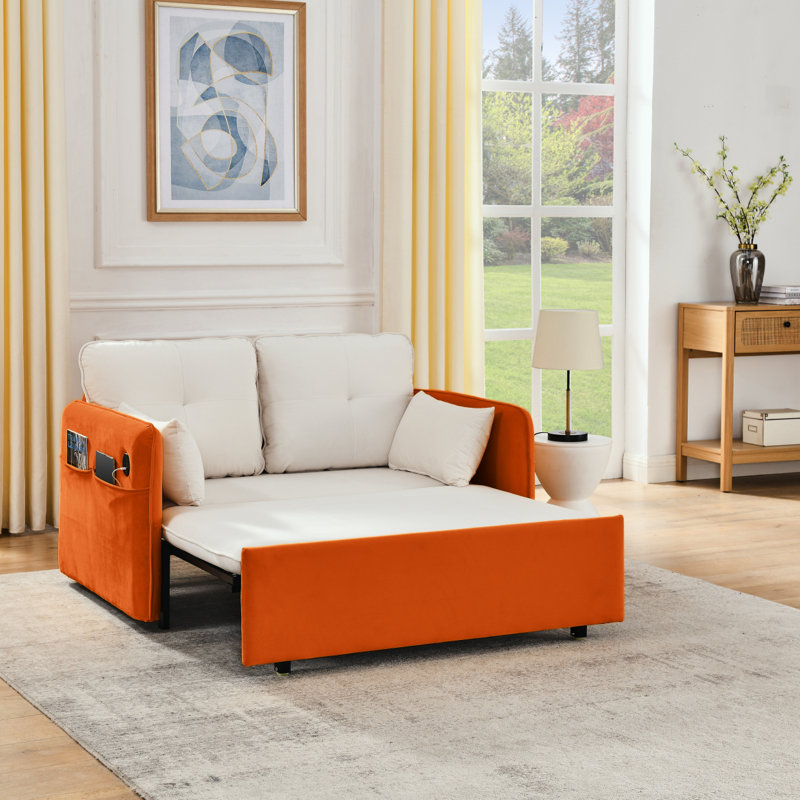 Canapé-lit moderne 53 po avec 2 accoudoirs amovibles et port d'alimentation USB