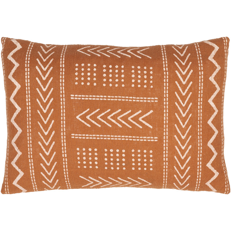Geometric Cotton Pillow Cover, Brick Red/Dusty Pink