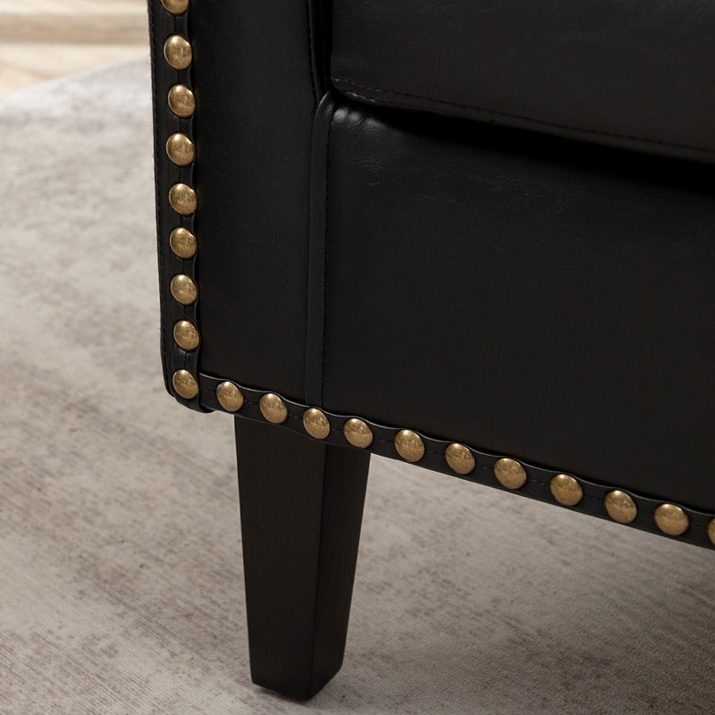 Boney 2- Piece 29" Wide Tufted Faux Leather Barrel Club Chair