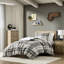 Housse de couette en microfibre à carreaux double / grand 3 pièces, étiquette, attaches intérieures et lavable à la machine pour une insertion sûre