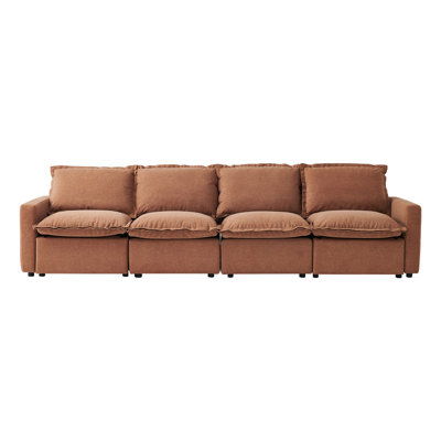 141.73'' Oversized Modular Power Reclining Sofa, 4-Seater Couch with Dual Power Recliners, USB & Type-C Charging Ports, Pet-Friendly Stain Resistant Upholstery, Down Filled Cushions