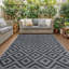 Tapis d'extérieur à motif géométrique noir et gris pour patio, porche ou balcon-2069545107