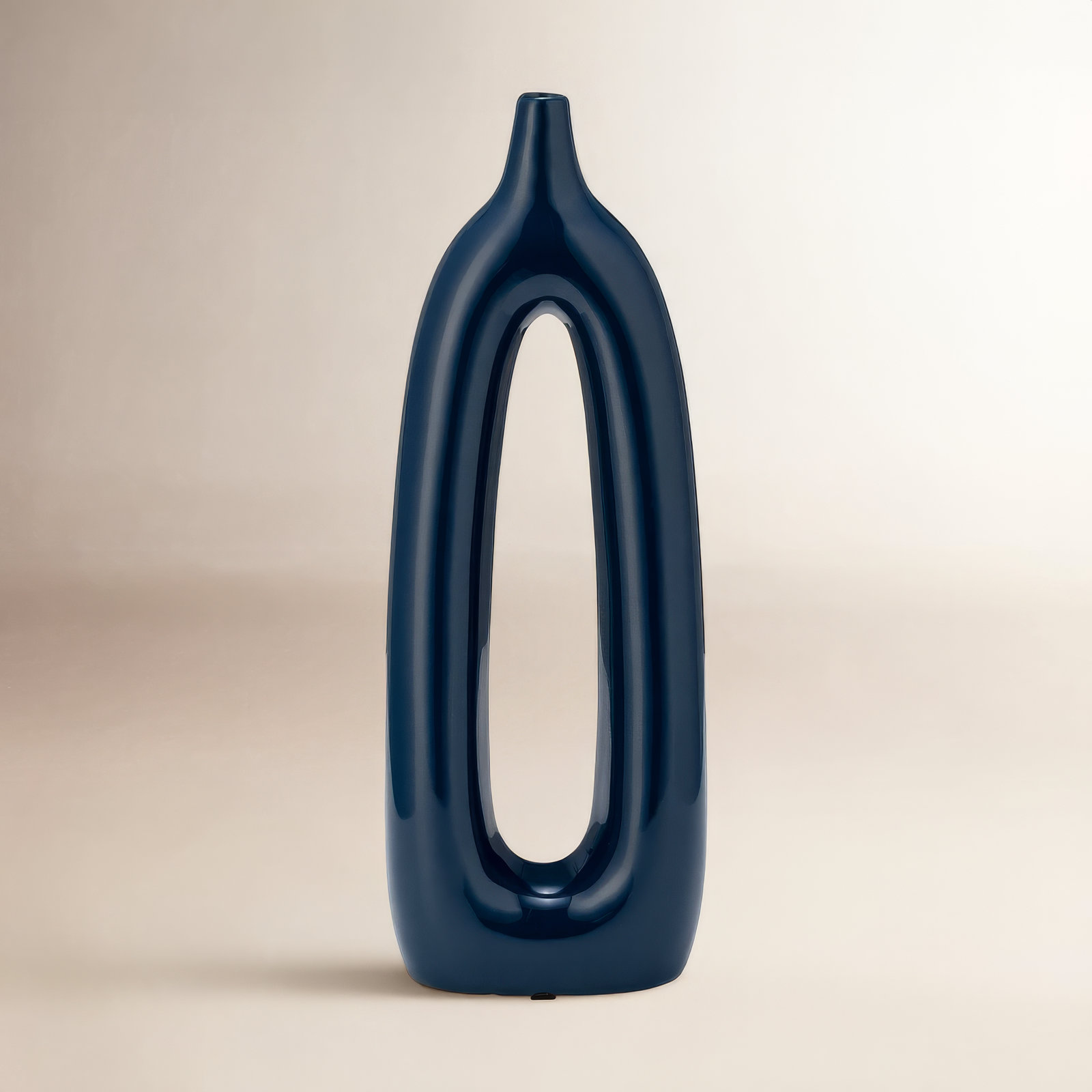 Contemporary Ceramic Abstract Cut-Out Vase, Blue