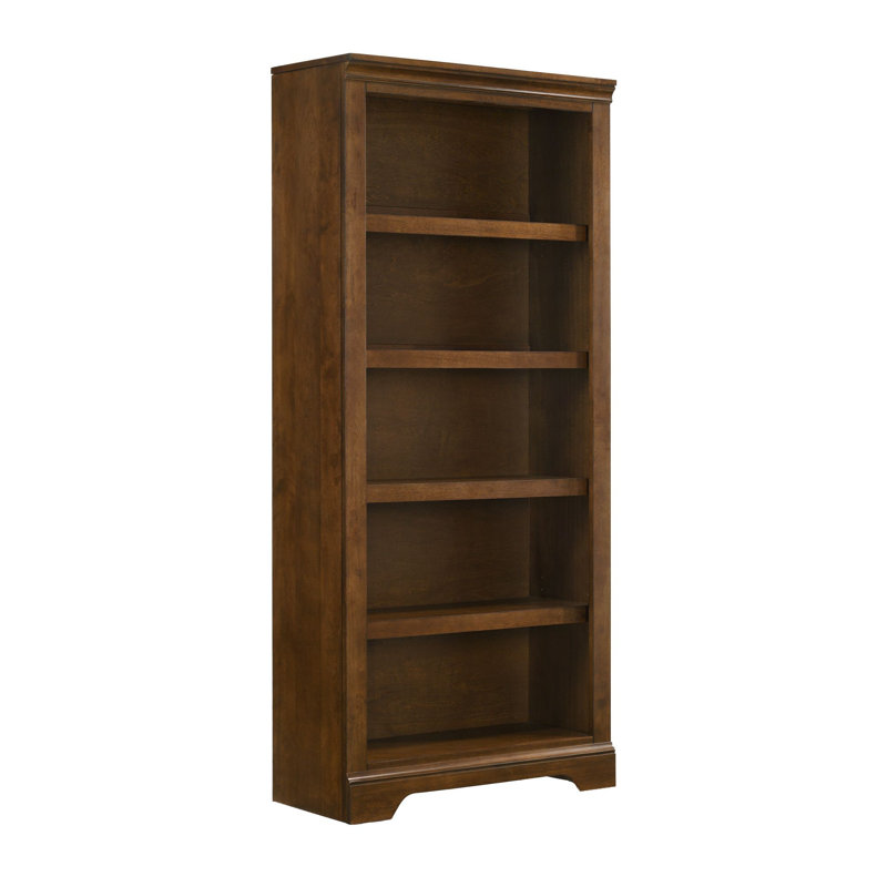 Jacon 72" H Wood 5-Shelf Bookcase with Wire Management , Brown