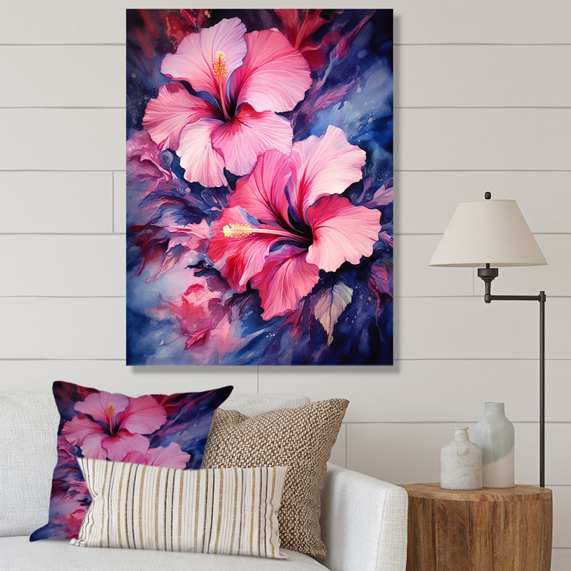«Tropical Floral Hibiscus Beauty II - Hibiscus», reproduction d'art sur toile, Toile tendue, H 32 po x l 24 po x P 1 po