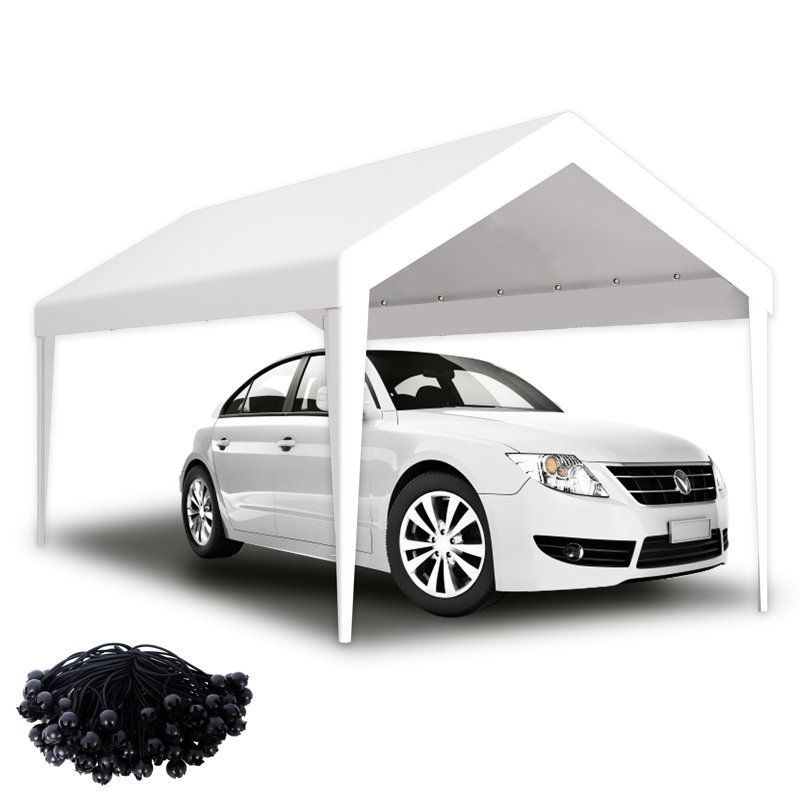 Auvent de remplacement pour abri de garage 12 x 20 pi - Housse de protection pour abri d'auto imperméable 76 boucles élastiques blanches