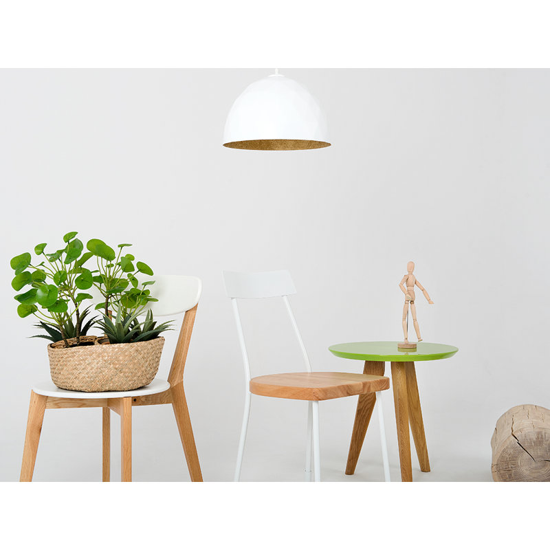 Sandown 1 - Light Dome Pendant, White/Gold, White, 90cm H x 35cm W x 35cm D