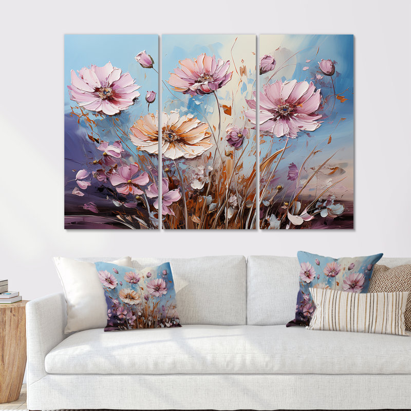 «Divine Cornflowers Blooming Field I», ensemble de reproductions d'art mural champ de fleurs, H 28 po x l 36 po x P 1 po