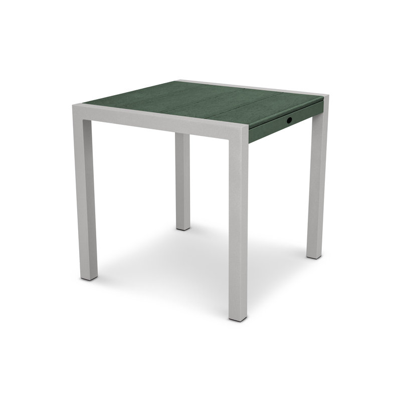 Table de salle à manger POLYWOOD Surf City, Argent texturé / Forêt tropicale, 36 po x 36 po