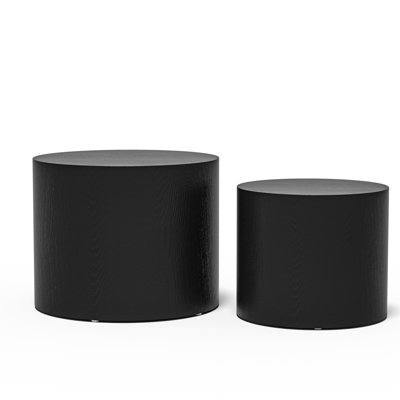 Side Table And Coffee In Black - Ash/Oak/Walnut Veneer, No Assembly Required, For Bedroom 2 Ash, Oak, Walnut Veneer A Functional Living Area
