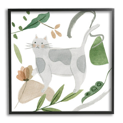 Cottage Herbs Cat Arrangement by Melissa Wang - Graphic Art on Wood