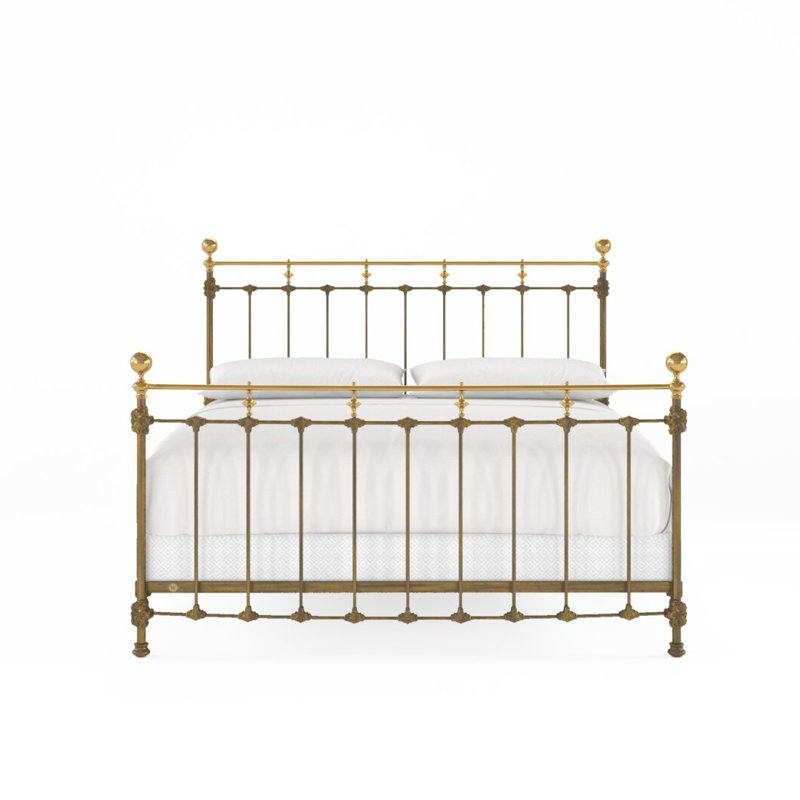 Lit en fer et laiton Excelsior, California King, Burnished Gold/Antique Gold
