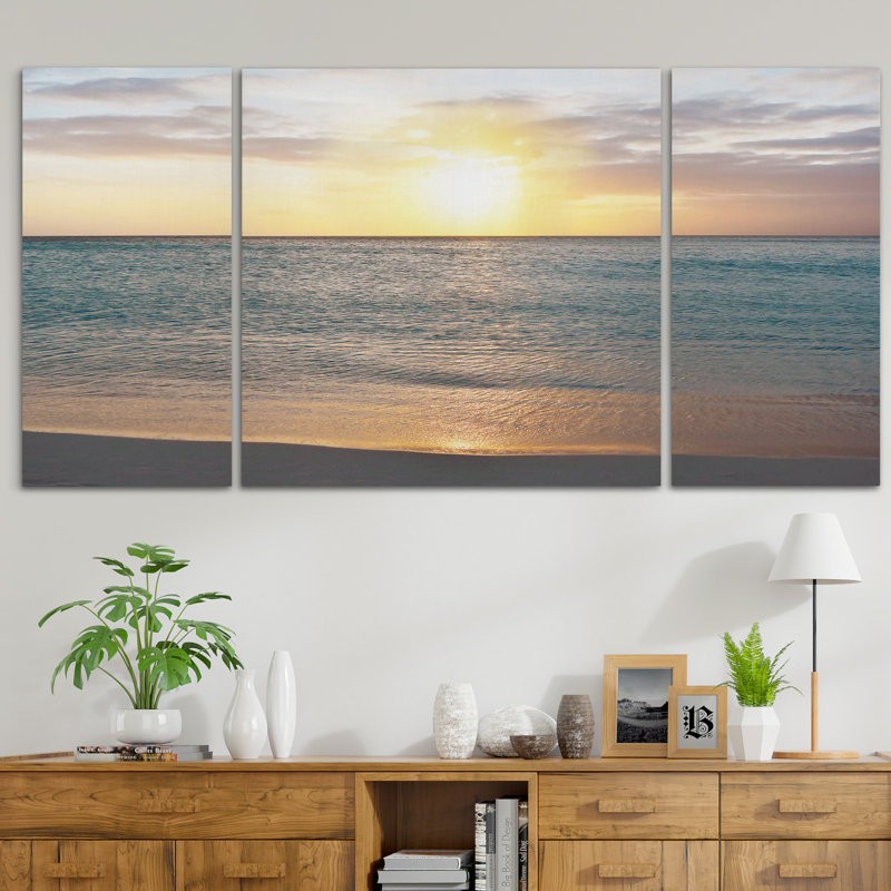 « coucher de soleil », photo multi-pièces de qualité supérieure sur toile, H 32 po x l 64 po x P 1,5 po