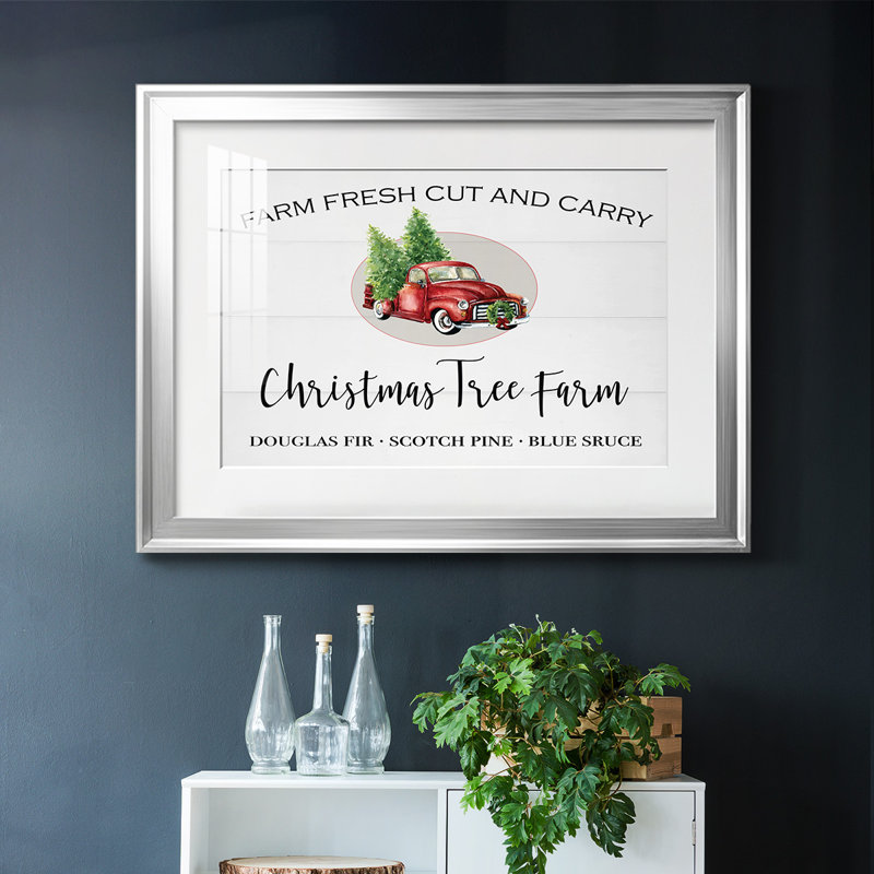 Christmas Tree Farm, reproduction d'art encadrée, H 27 po x l 39 po x P 1,5 po, Argent