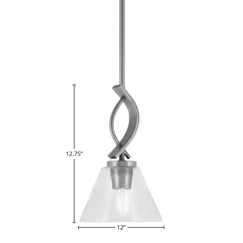 Mini-luminaire suspendu suspendu à la tige Zygi au fini graphite avec verre transparent de 12 po