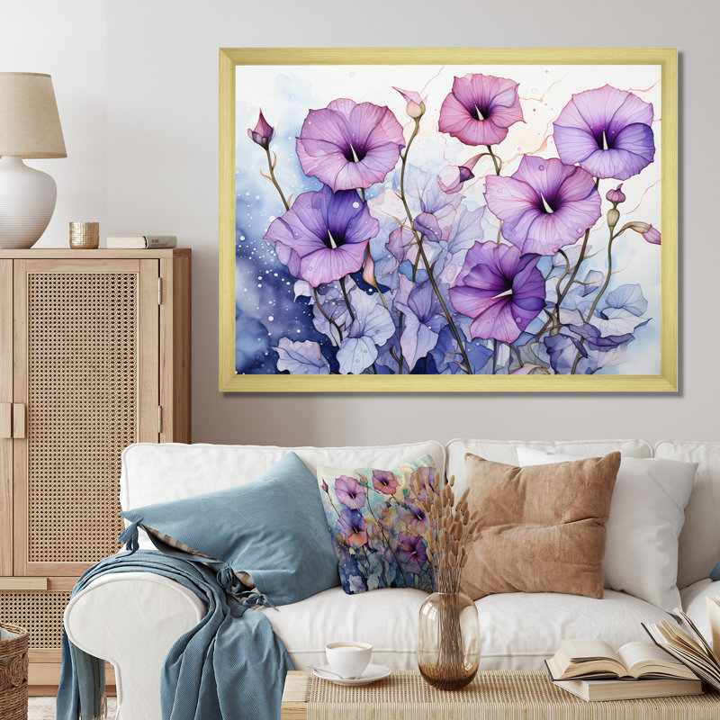 " Purple Morning Glory Graceful IV ", H 12 po x l 20 po x P 1 po, Cadre doré à une seule photo