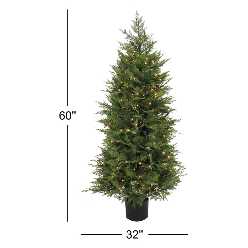 The Holiday Aisle® 5 ft. Pre-Lit Cypress Tree in Nursery Pot
