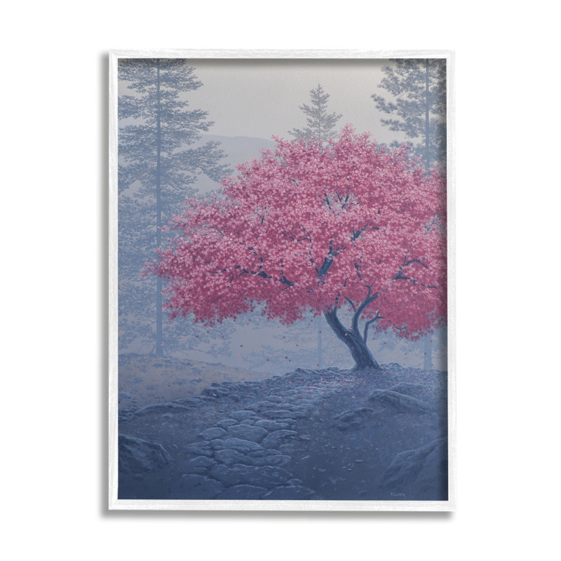 Sentier brumeux printanier en fleurs de cerisier par Sally Swatland - photographie, H 14 po x l 11 po x P 1,5 po