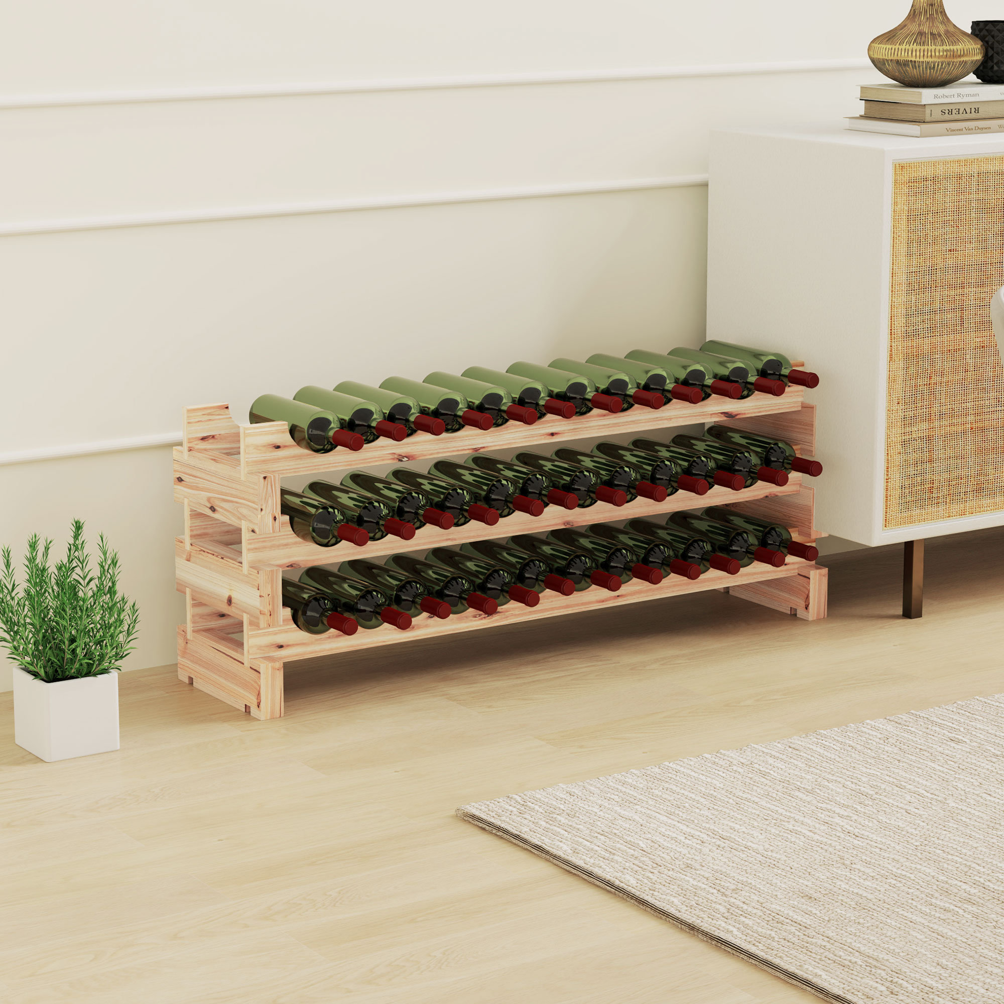 Natur Pur Hahira Solid Wood Floor Wine Bottle Rack Natural | Wayfair.ie