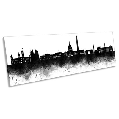 Washington Abstract City Skyline - Wrapped Canvas Panoramic Print