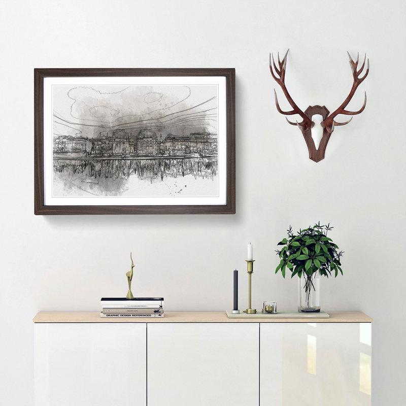 Reflection of Stockholm in Sweden in Abstract - Framed Print, Walnut Framed, 27cm H x 36cm W x 2cm D