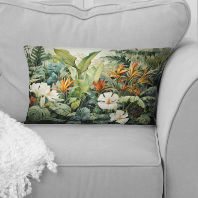 White Contemporary Botany Jungle Wonders - Plants Printed Throw Pillow