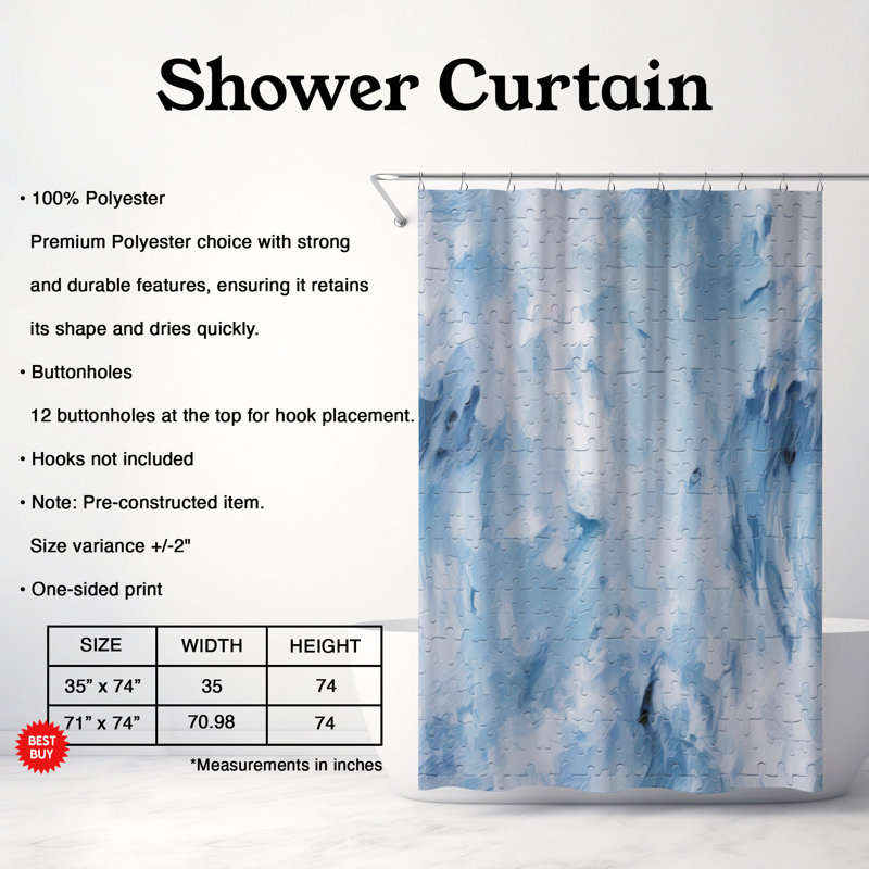 Panneau de puzzle - Rideau de douche Premium, H 74 po x l 71 po