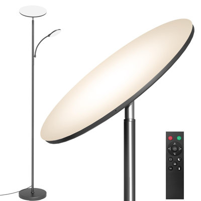 Floor Lamps for Living Room, Super Bright 2 in 1 LED Floor Lamp with Remote, Stepless Dimmable, 69" Tall Standing Floor Lamp with Bendable Reading Light for Bedroom Office, Grey